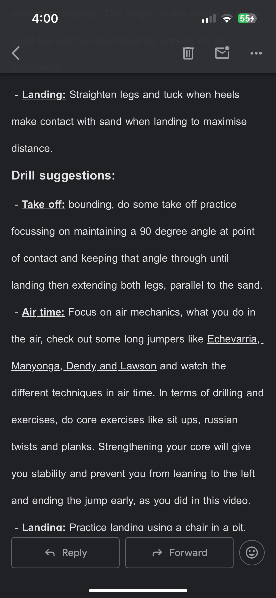 DASH drill suggestions with professional athlete references